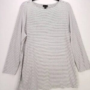 J Jill Wearever Tunic Top Stripe Long Sleeve Side Slit Rayon Knit Petite XL